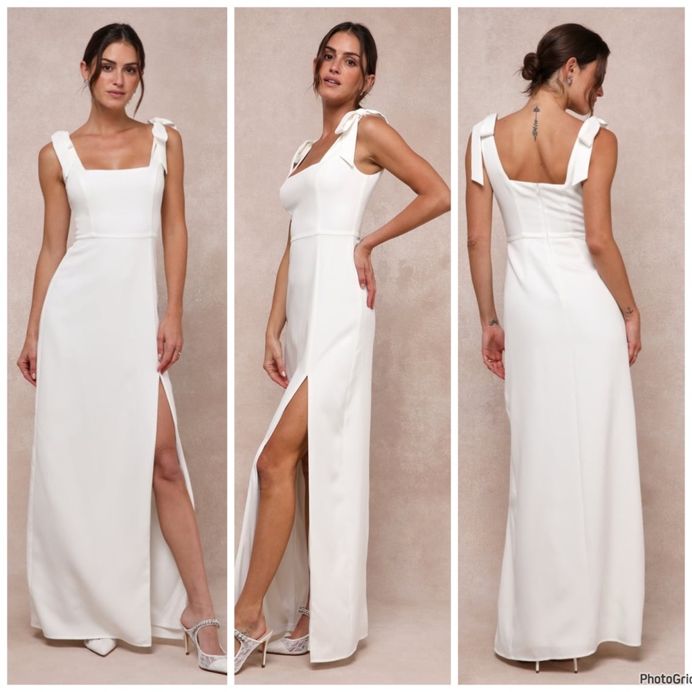 NWOT‎ Lulu’s Your Sweetie White Tie Strap Maxi Dress $99 Bridal Size XL